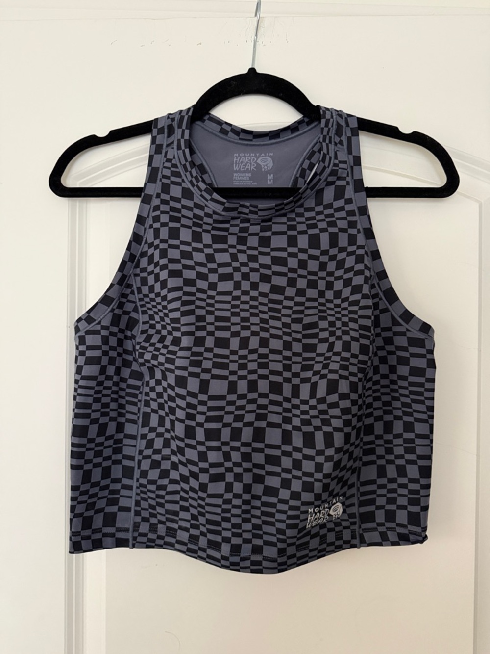 Mountain Hardwear Checkerboard Athletic Crop Tank in Charcoal and Black